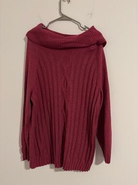 Talbots Merino Wool Blend Cowl Neck Sweater Sz 2x Ribbed Chunky Knit Comfy